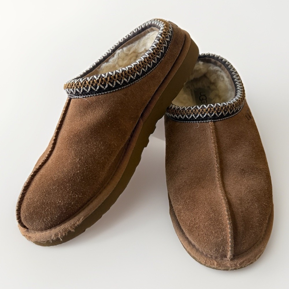 UGG Tasman II Mens 7 Chestnut Suede Sheepskin Slippers